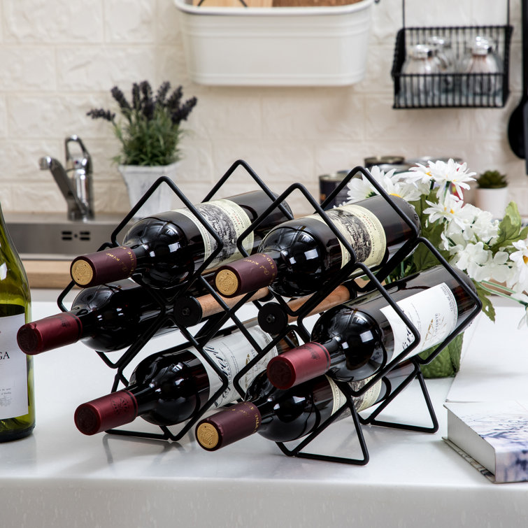 Prep & Savour Sidney 6 Bottle Tabletop Wine Bottle Rack in Black
